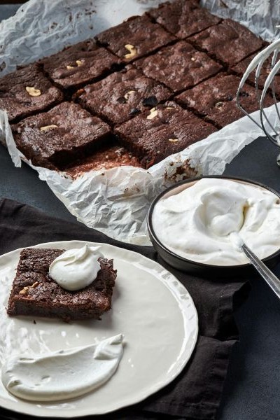 Brownie with Whipped Cream